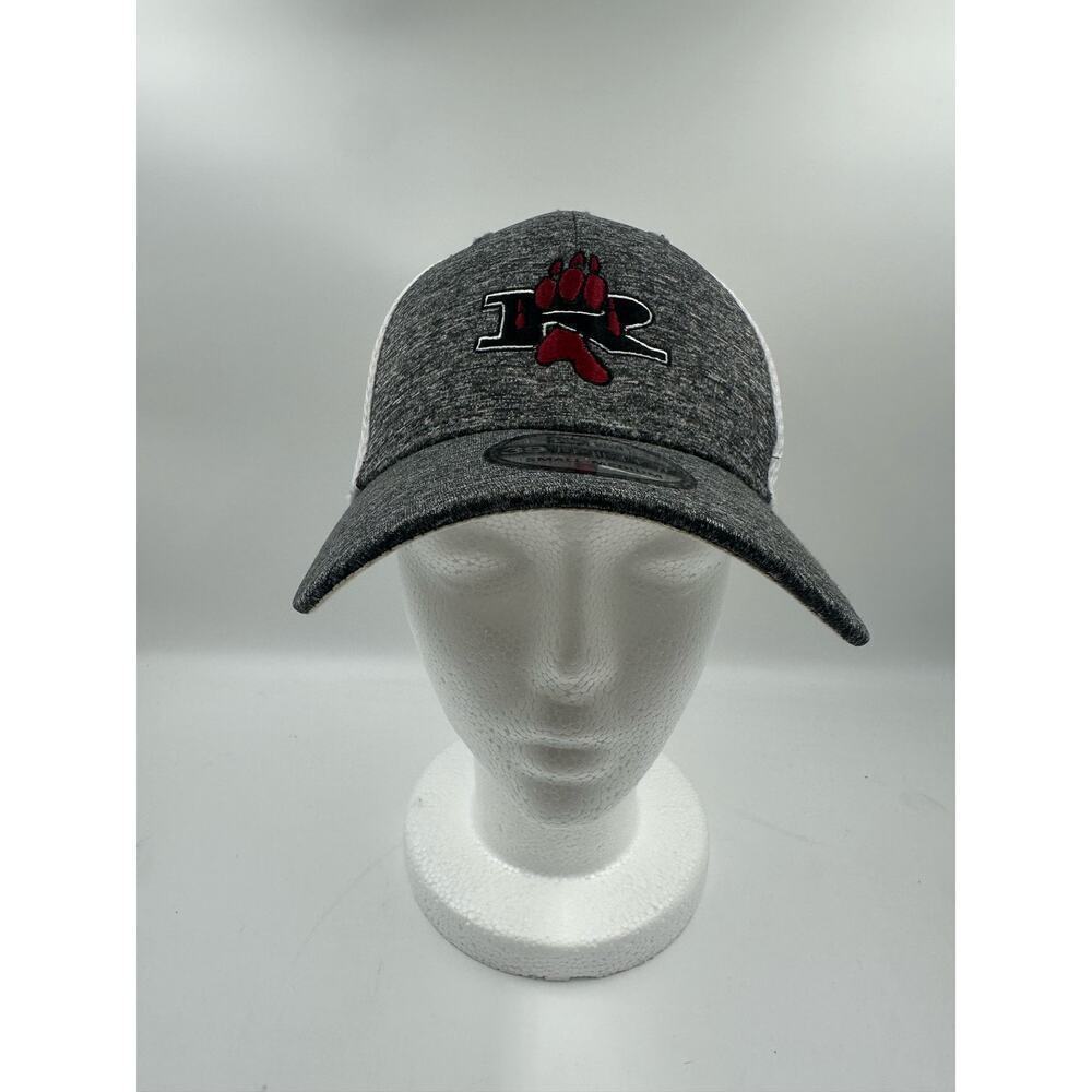 Custom New Era 39Thirty Mystery Hat - R w/ Paw - Gray White - Size S / M